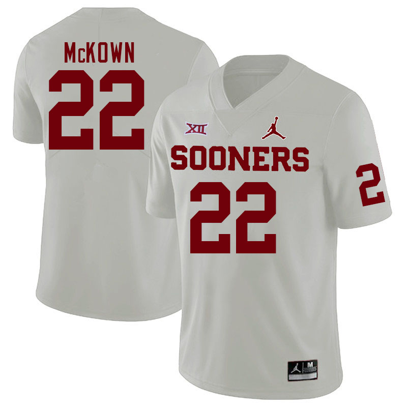 Men #22 Chapman McKown Oklahoma Sooners College Football Jerseys Stitched-White - Click Image to Close